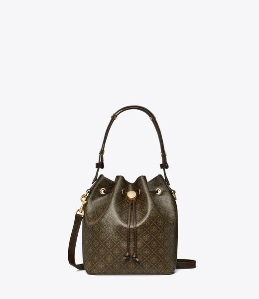 tory burch t monogram coated canvas bucket bag