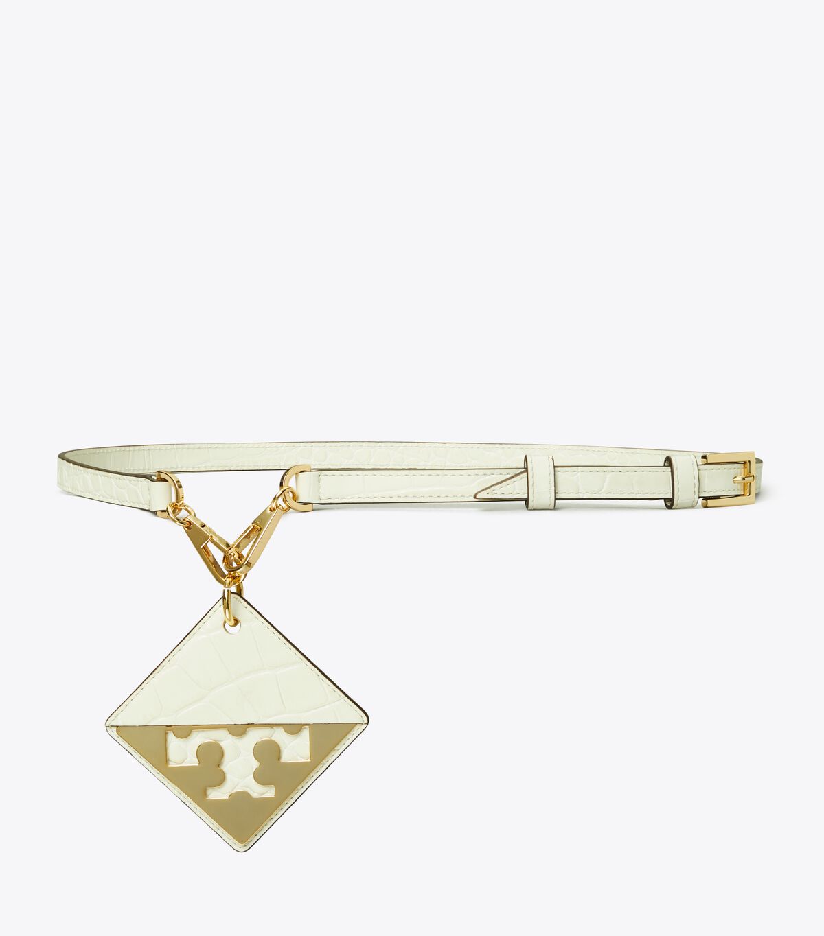 Croc-Embossed Mirror Logo Belt