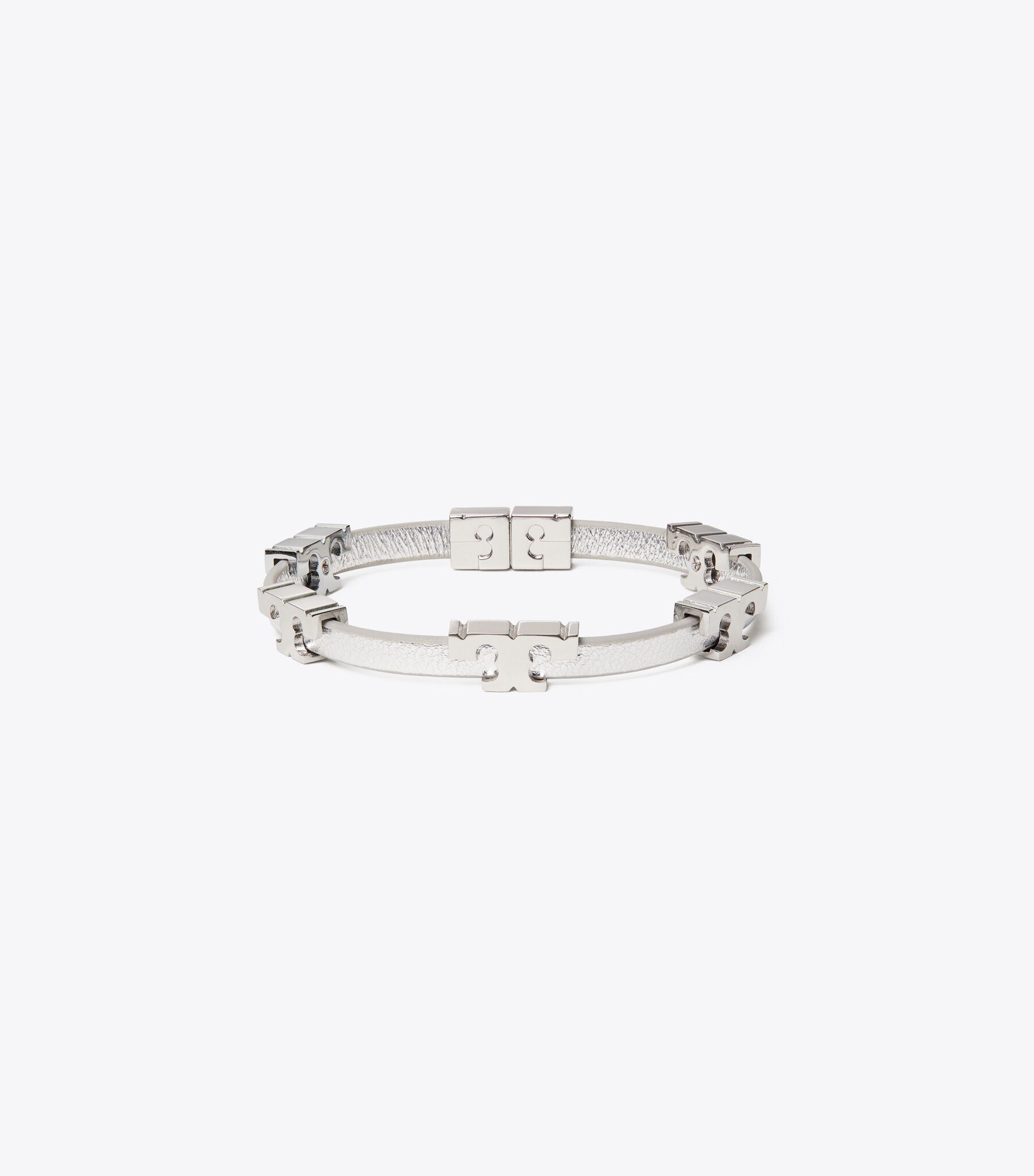 Serif-T Metallic Single-Wrap Bracelet, Tory Silver Metallic  display picture 2