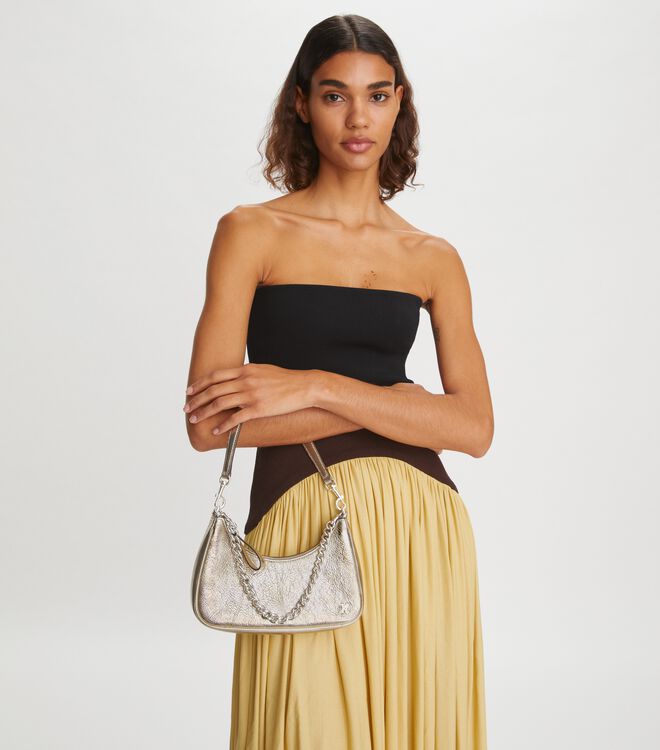 151 Mercer Metallic Small Crescent Bag | Tory Burch KSA Navigation | Tory  Burch