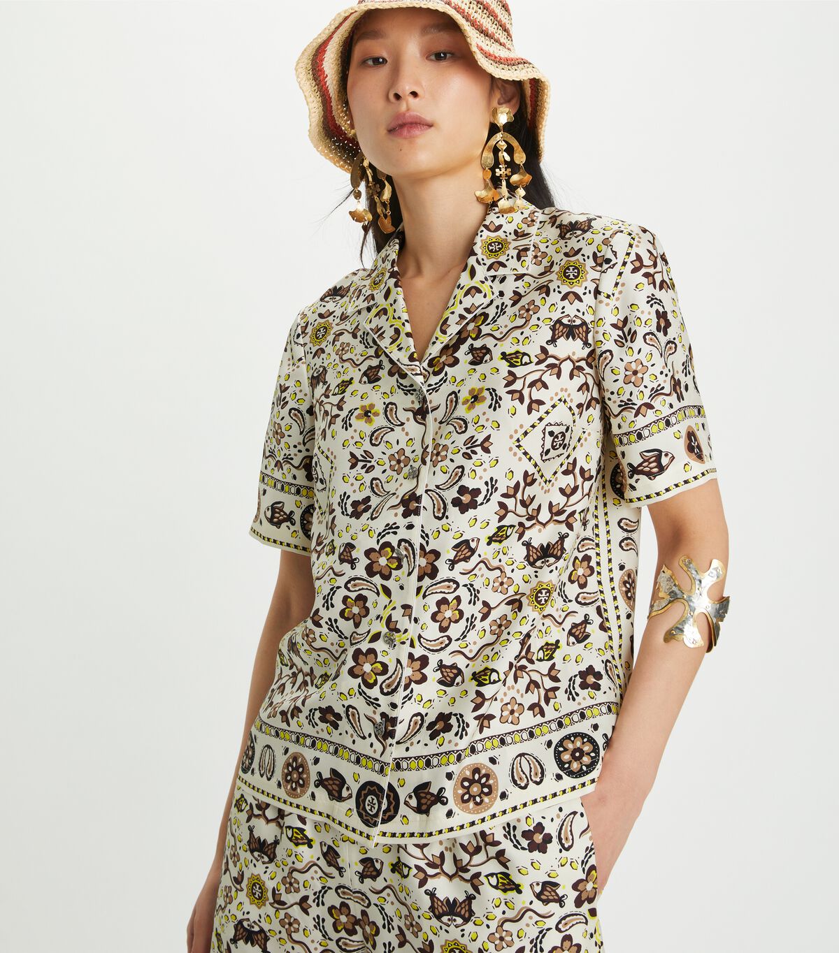 tory burch printed silk pant