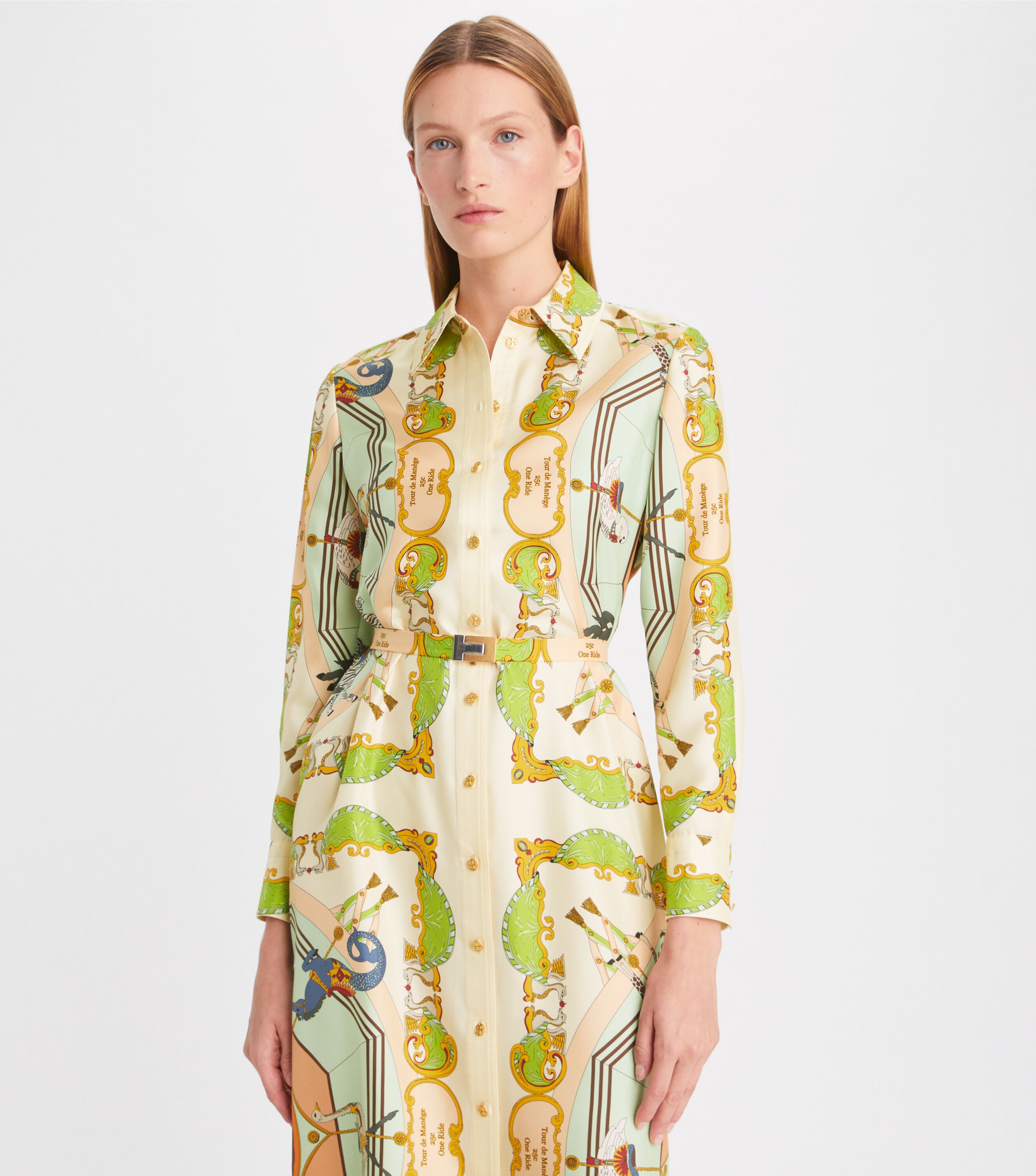 Printed Silk Shirtdress, Peach Multi | Tory Burch KSA