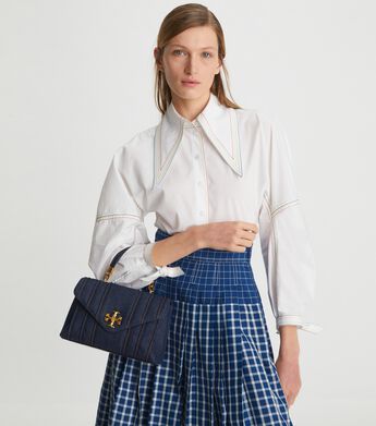 Kira Quilted Denim Small Satchel | Mother's Day Gifts | Tory Burch