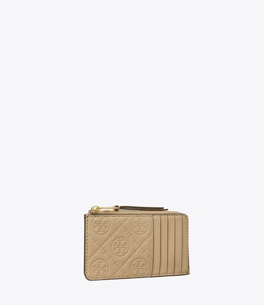 tory burch t monogram leather zip card case