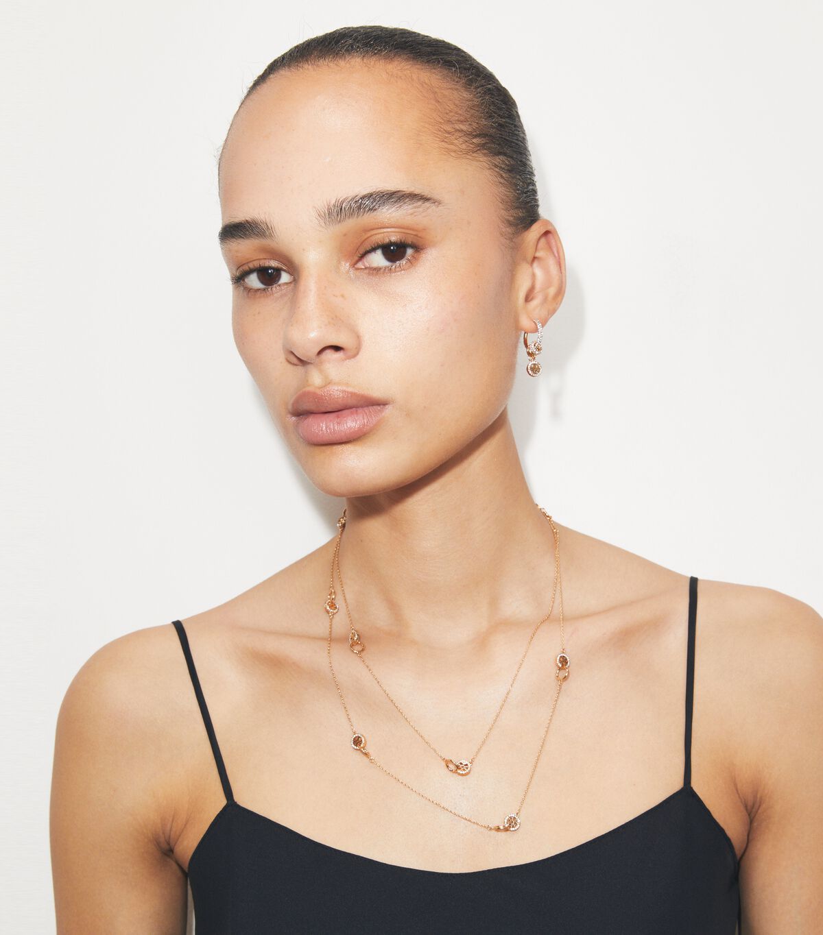 tory burch long icon pave interlocking necklace