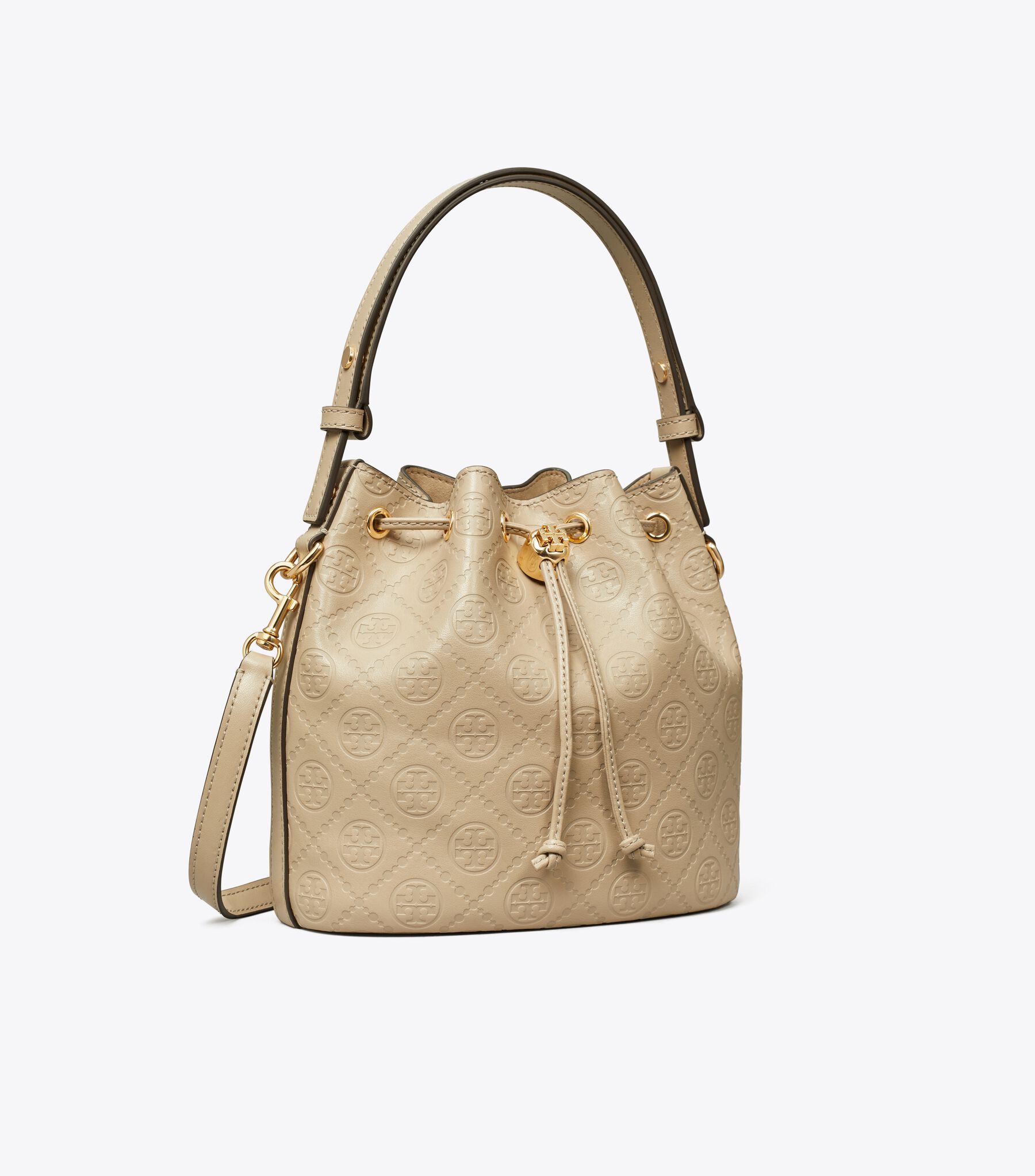 T Monogram Leather Bucket Bag, Fresh Clay Tory Burch KSA