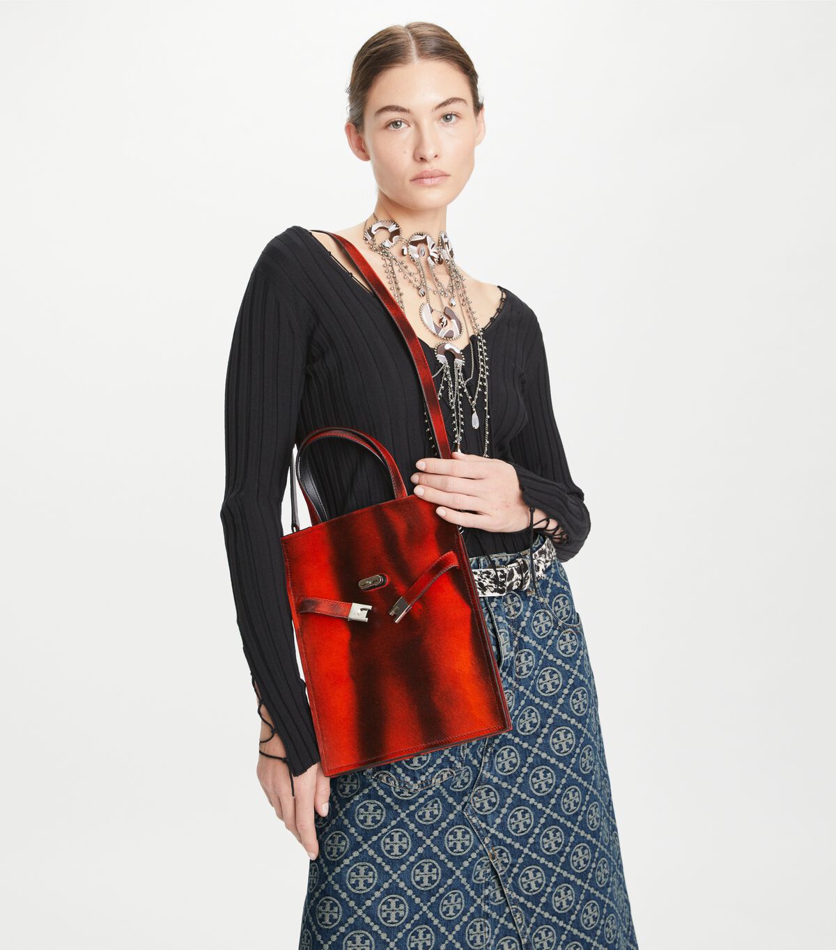 tory burch small lee radziwill calf hair shopper