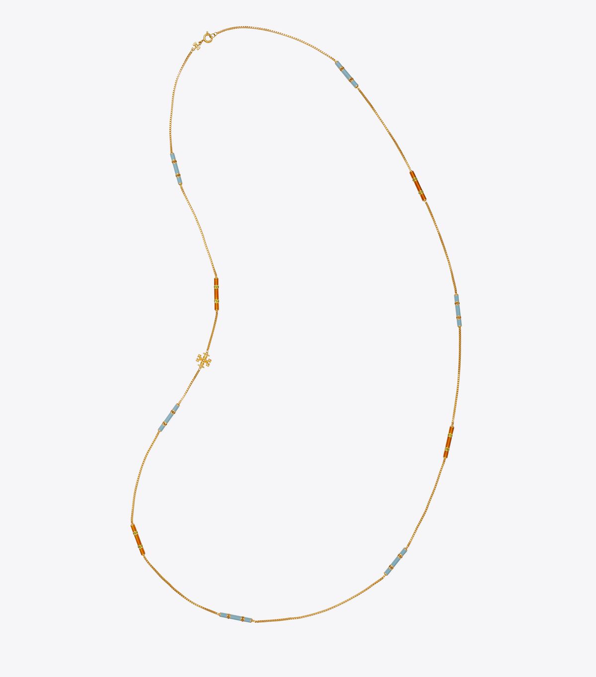 tory burch long kira enamel necklace