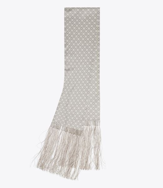 T Monogram Fringed Oblong Scarf tory burch t monogram fringed oblong scarf