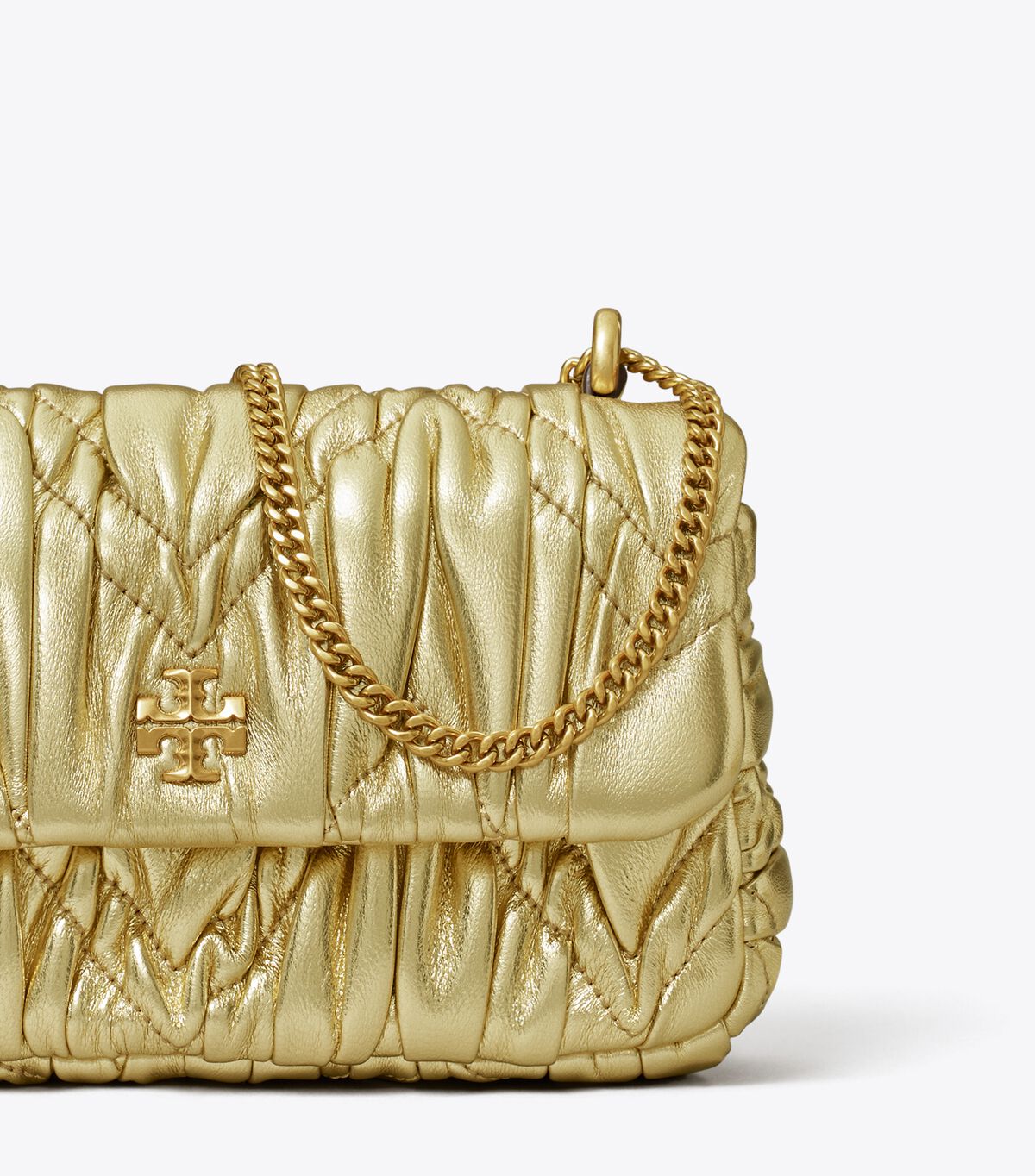 tory burch mini kira metallic diamond ruched flap shoulder bag