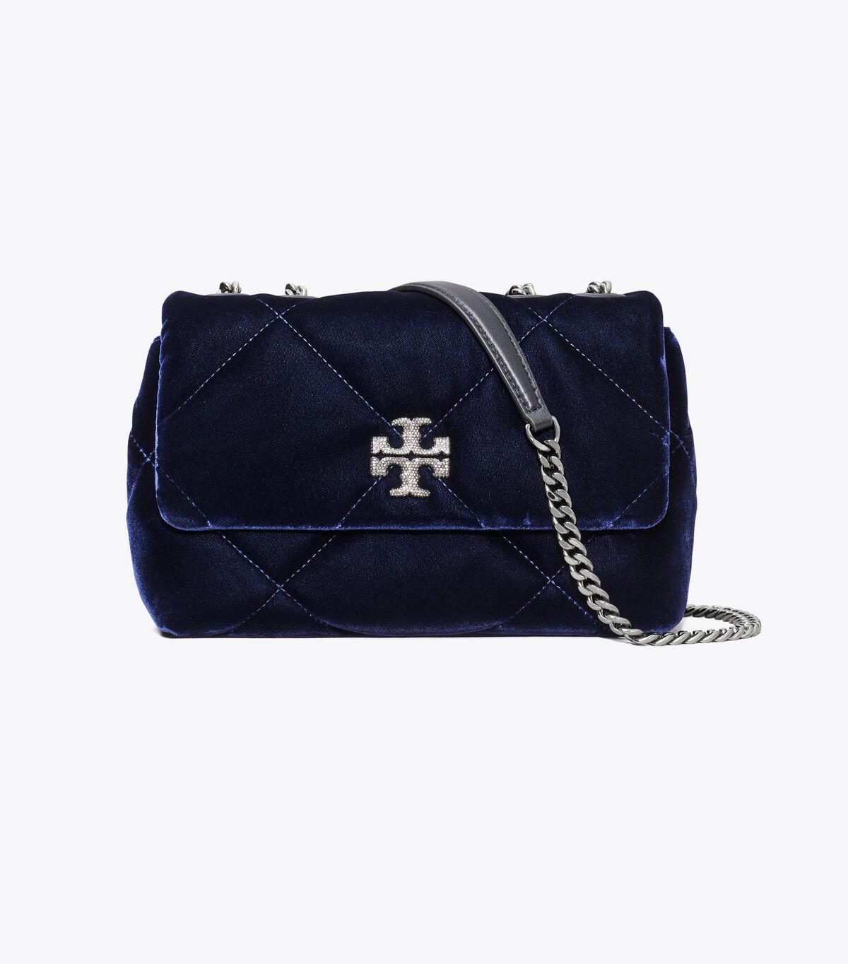 tory burch small kira diamond quilt velvet pave shoulder bag