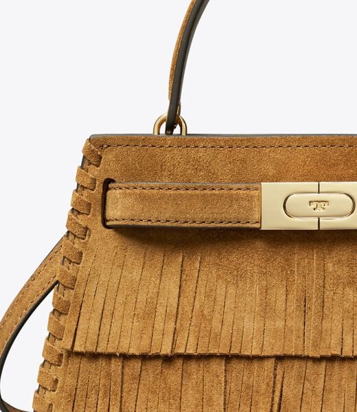 tory burch mini lee radziwill suede fringe top handle bag