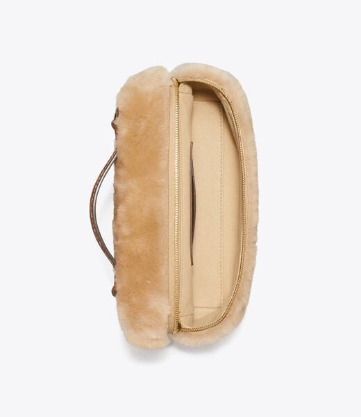 tory burch romy shearling slim top handle bag