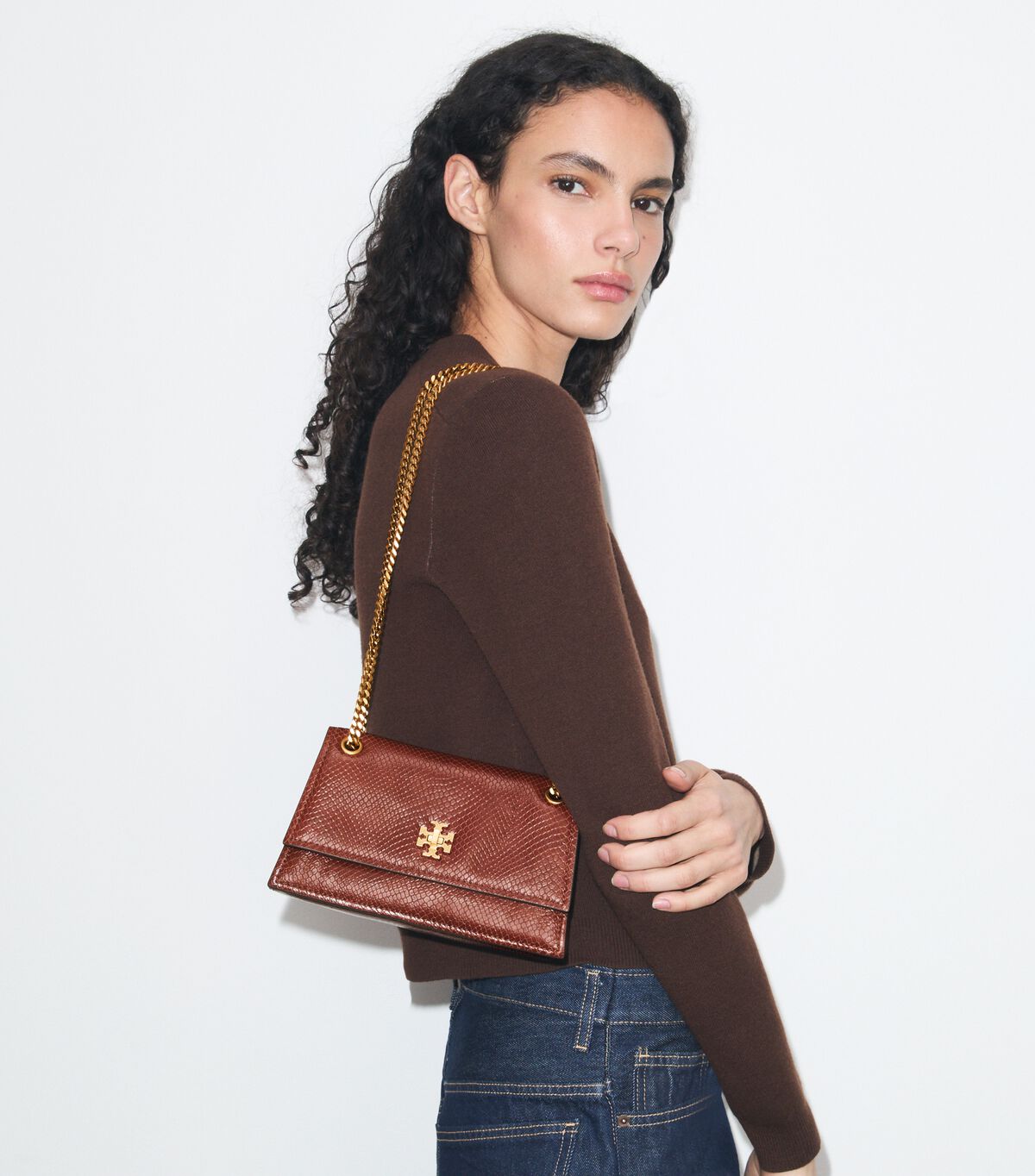 tory burch mini kira turnlock snake embossed shoulder bag