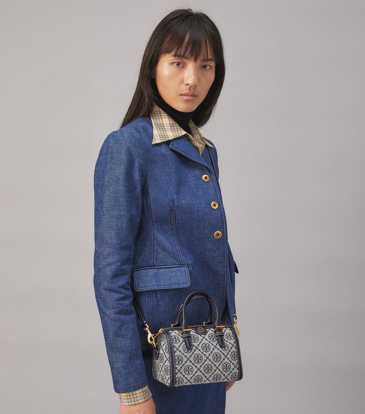 T Monogram Mini Jacquard Tote Bag in Blue - Tory Burch