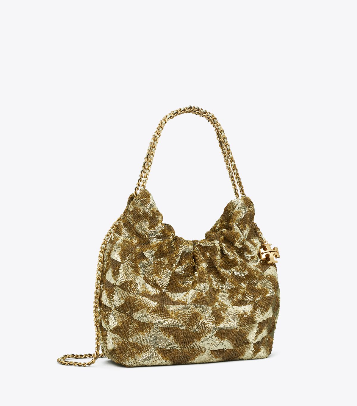 tory burch mini fleming sequin drawstring bag