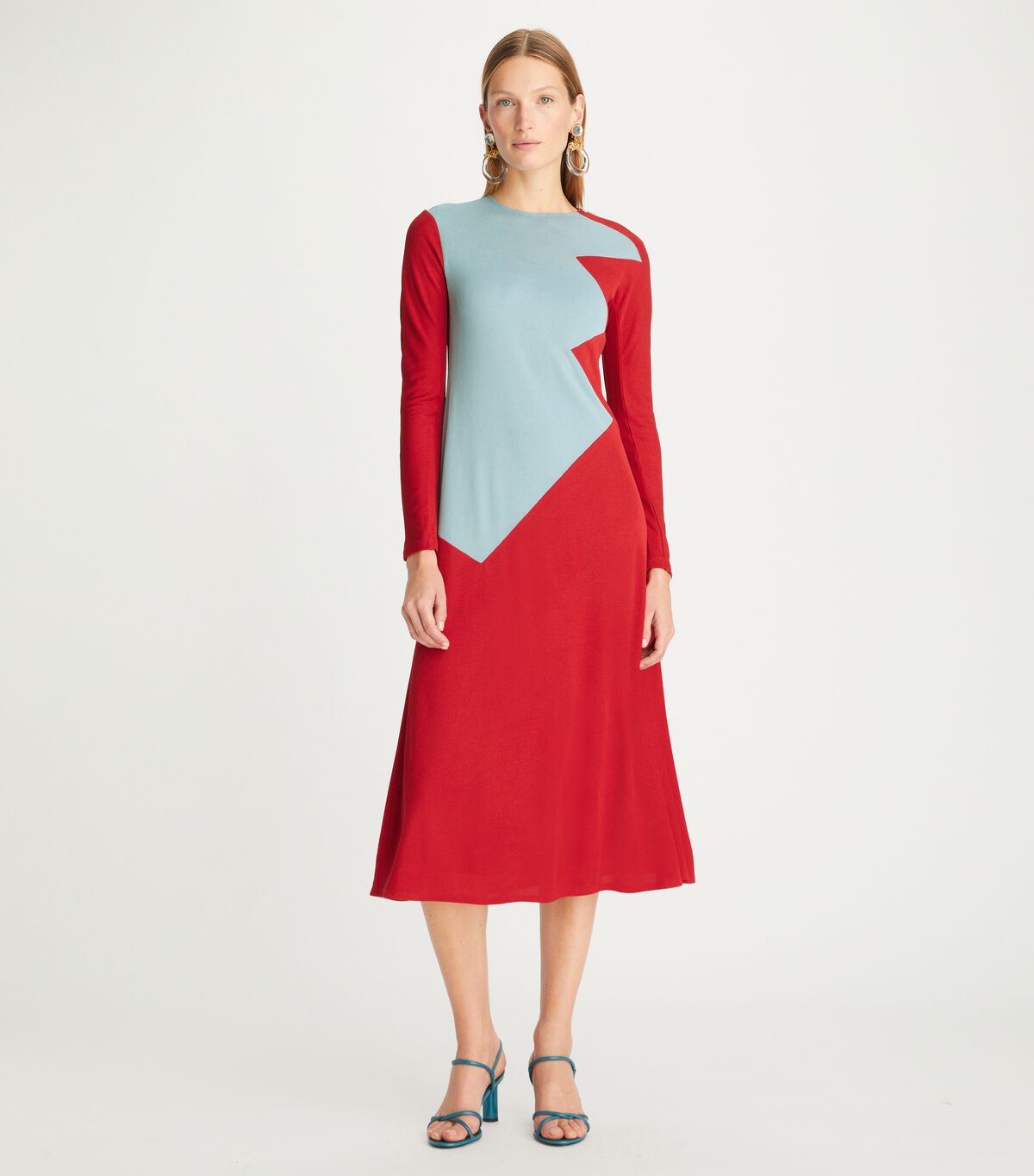 tory burch colorblock honeycomb jersey dress