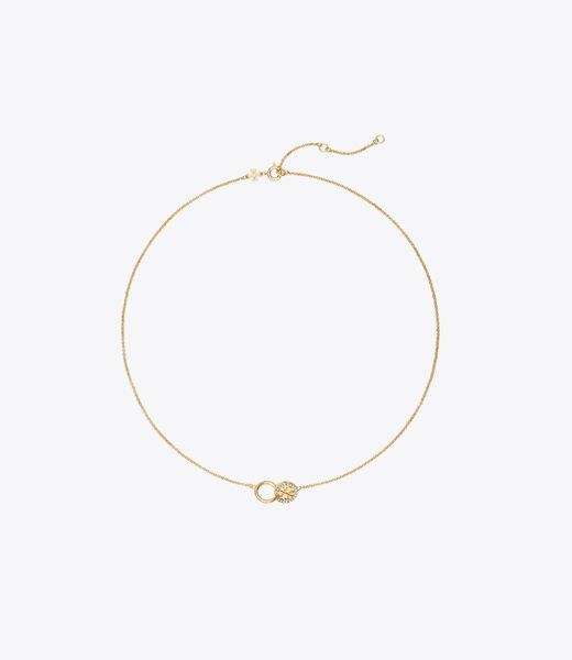 tory burch قلادة متشابكة مرصعة