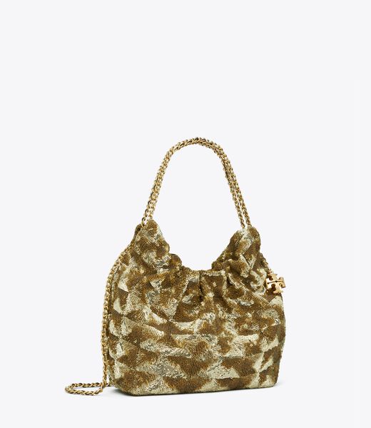 tory burch mini fleming sequin drawstring bag