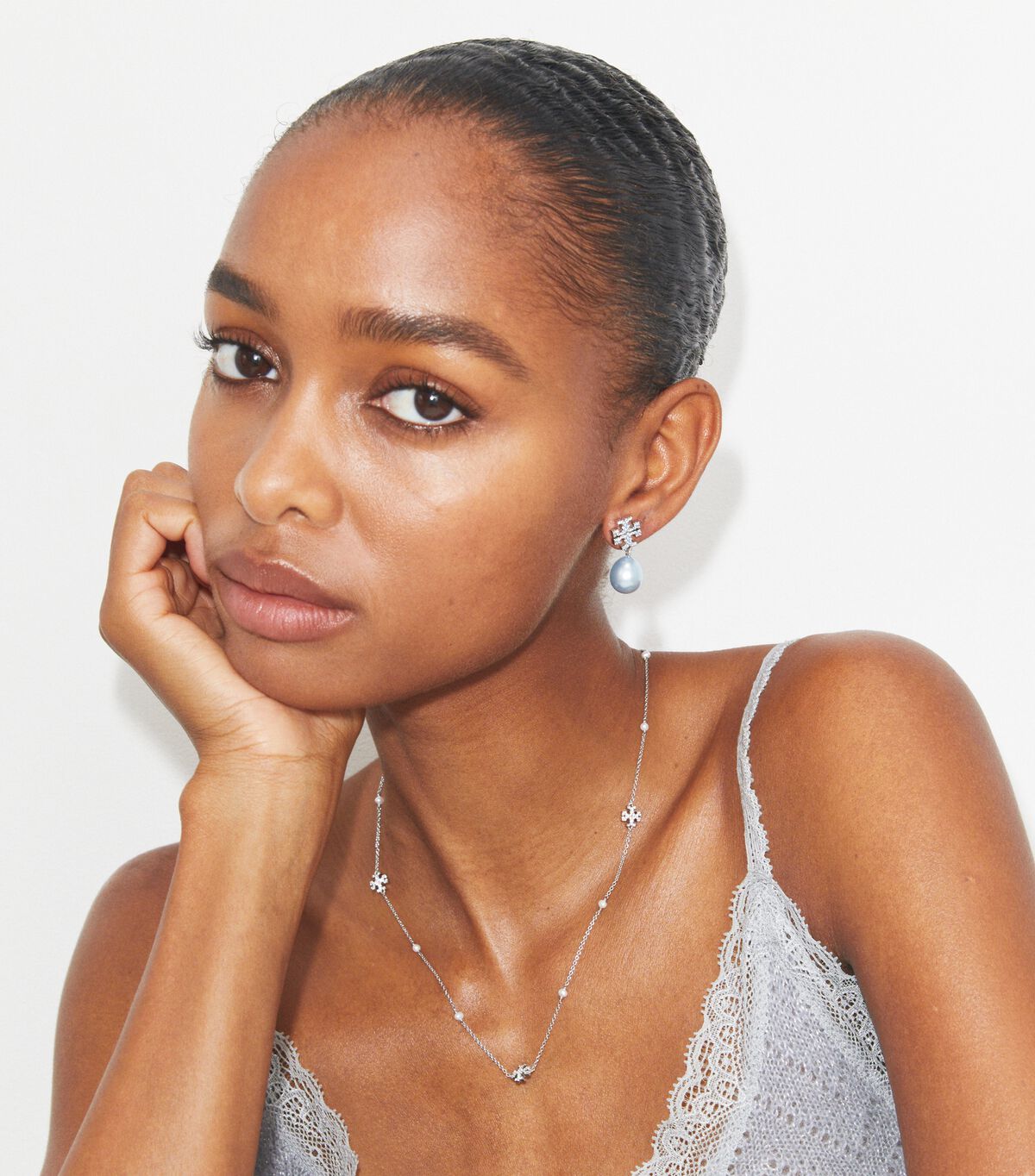 tory burch moondance pearl and pav  drop earrings