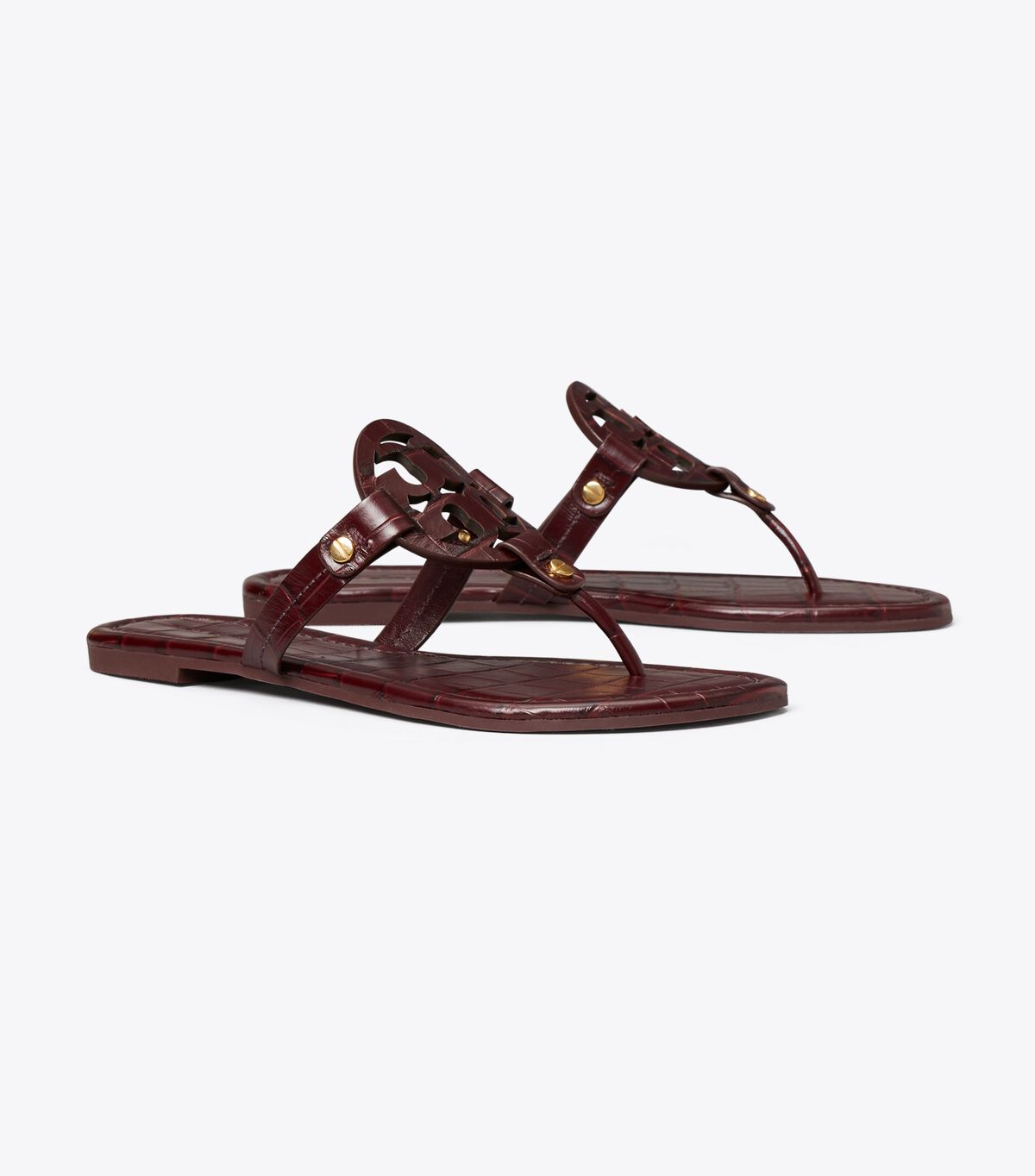 tory burch miller croc embossed leather sandal