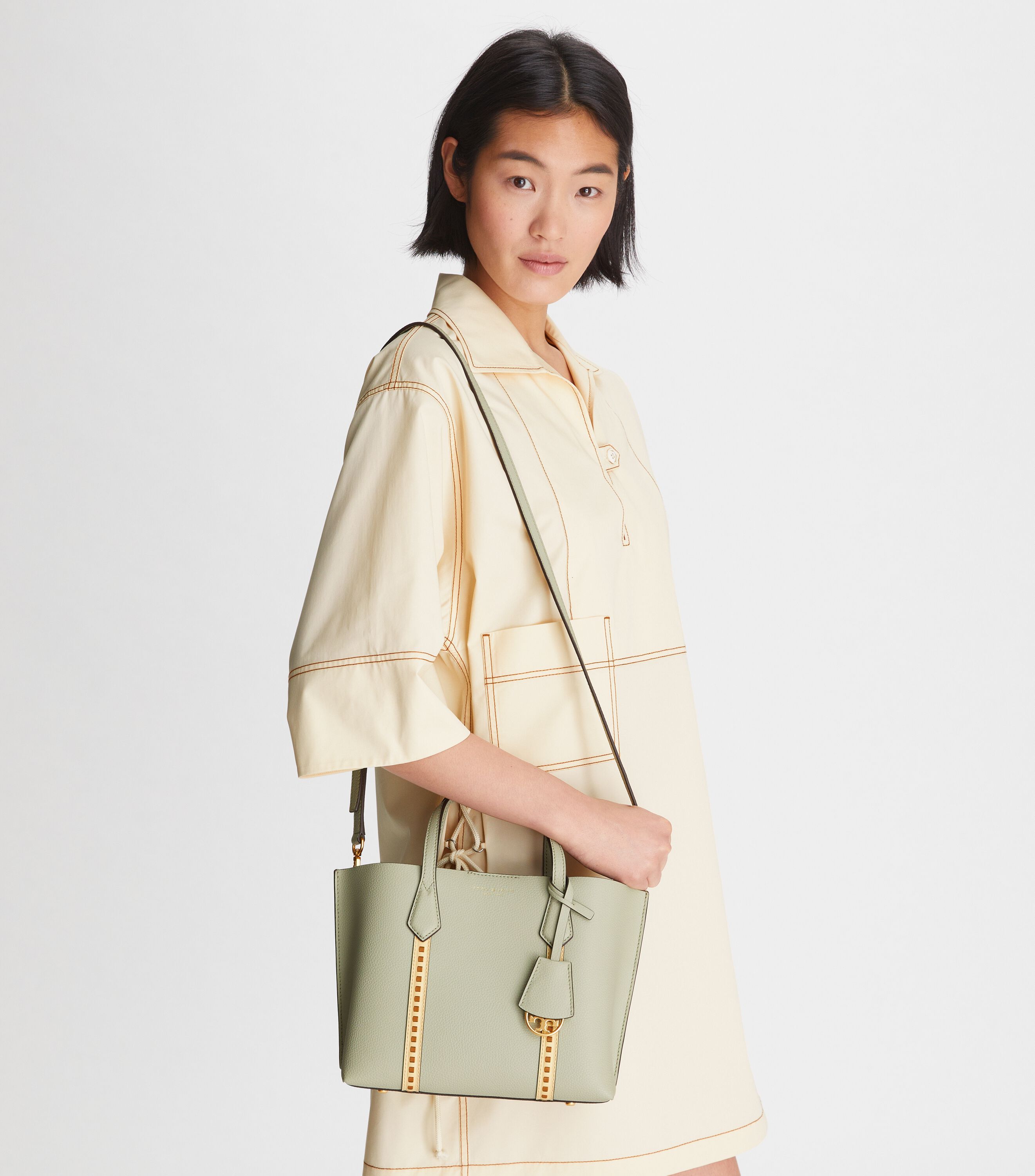 Tory burch small hot sale triple compartment tote