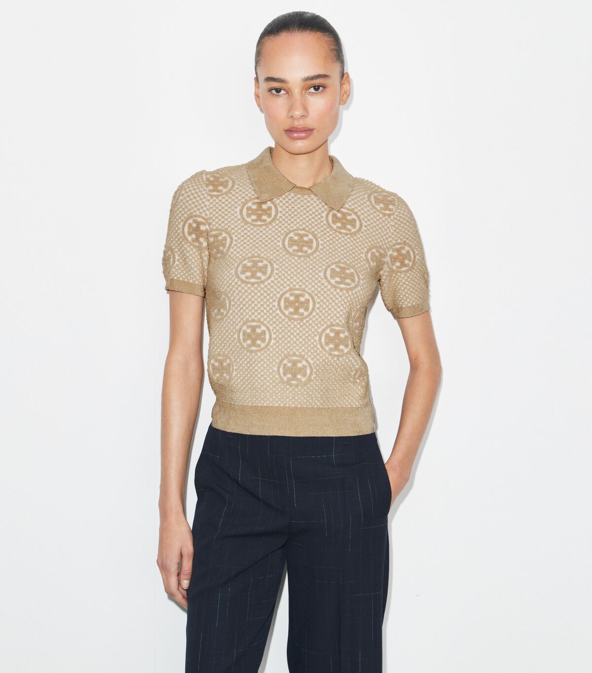 tory burch nylon jacquard polo