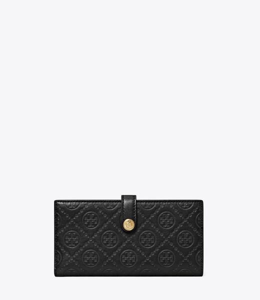 tory burch t monogram leather zip slim wallet