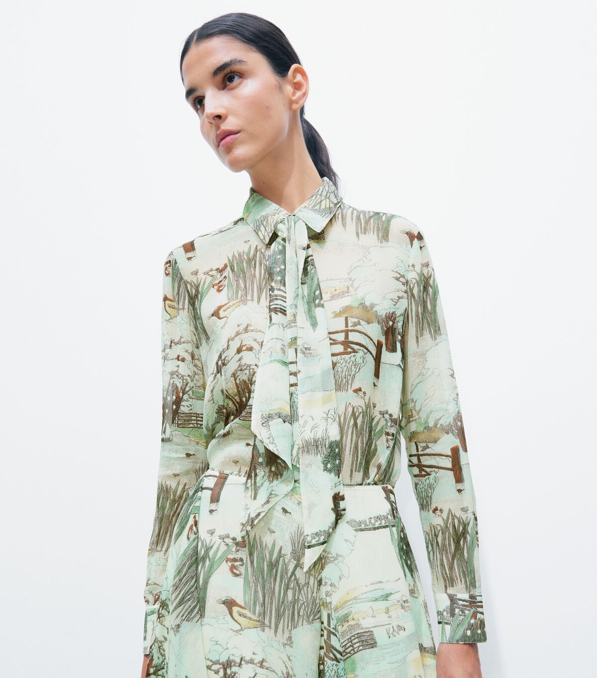 Printed Chiffon Bow Blouse tory burch printed chiffon bow blouse