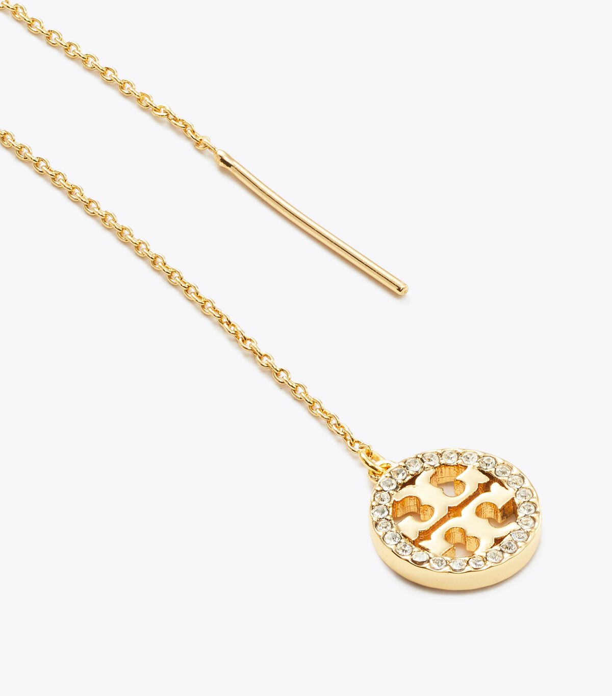 tory burch icon pav  threader earrings