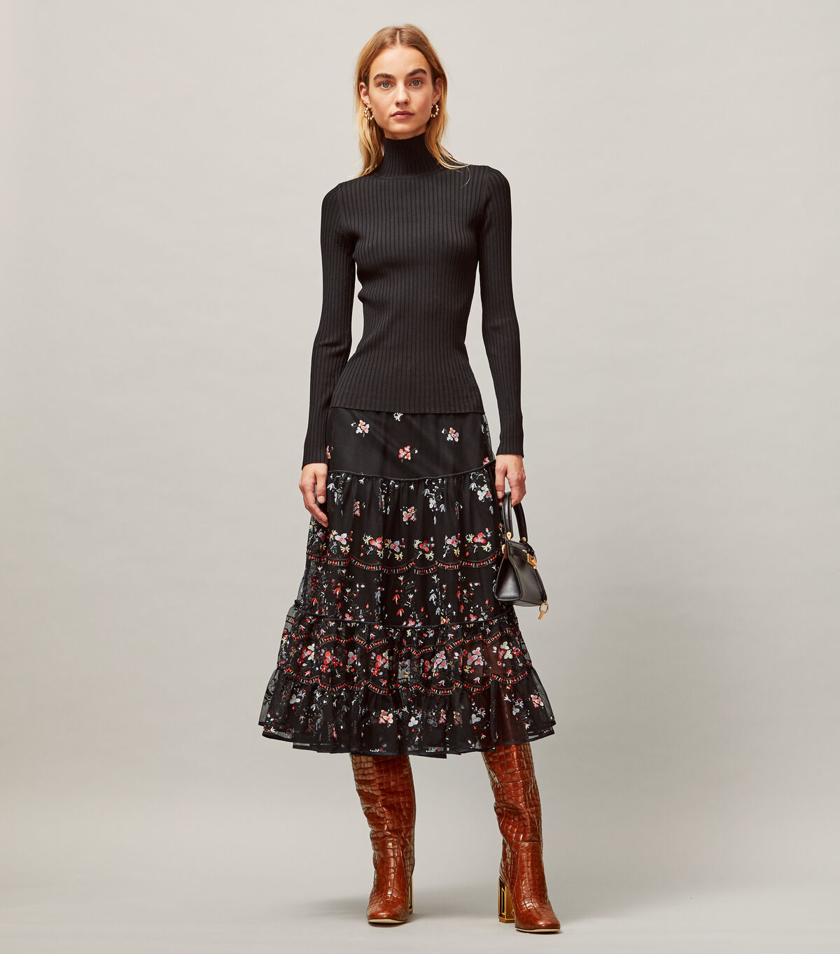 tory burch embroidered tulle skirt