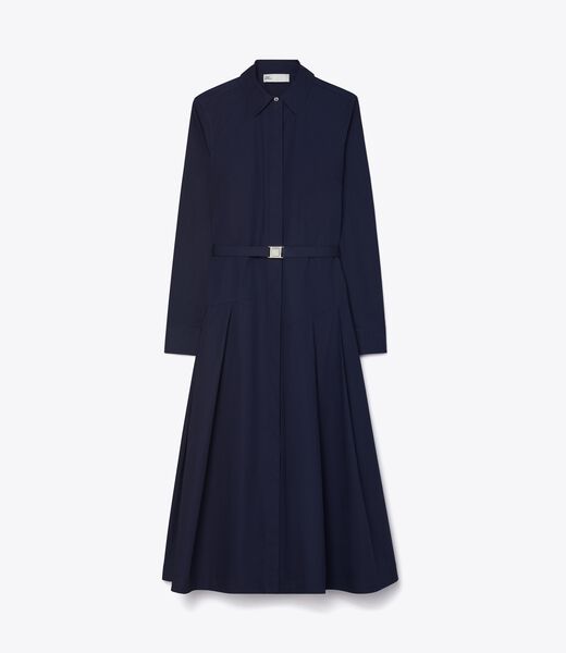 tory burch pleated cotton shirtdress