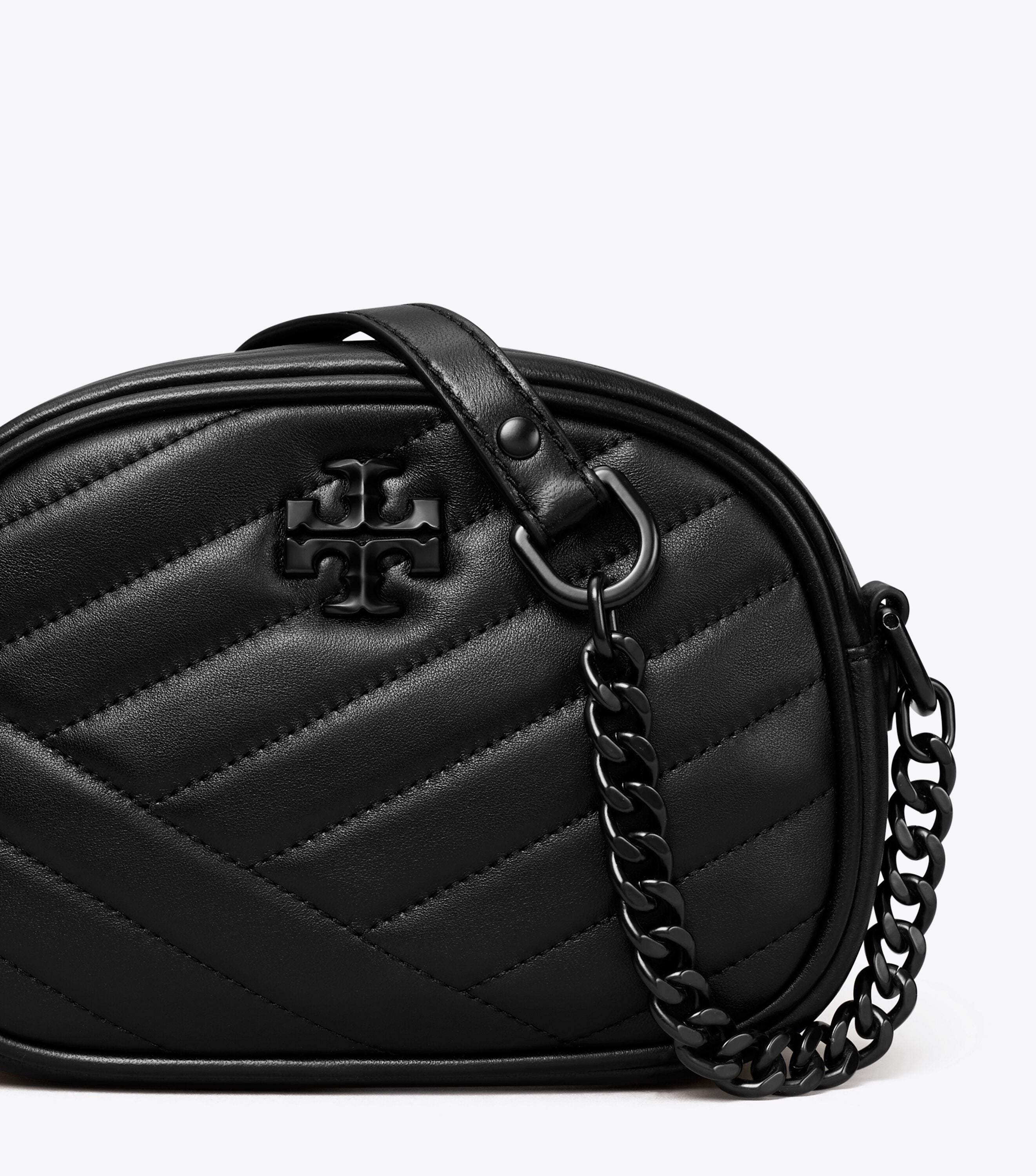 Small Kira Chevron Camera Bag, Black / Silver | Tory Burch KSA