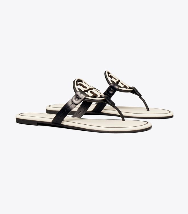 Miller Metal-Logo Sandal, Leather | Shoes | Tory Burch
