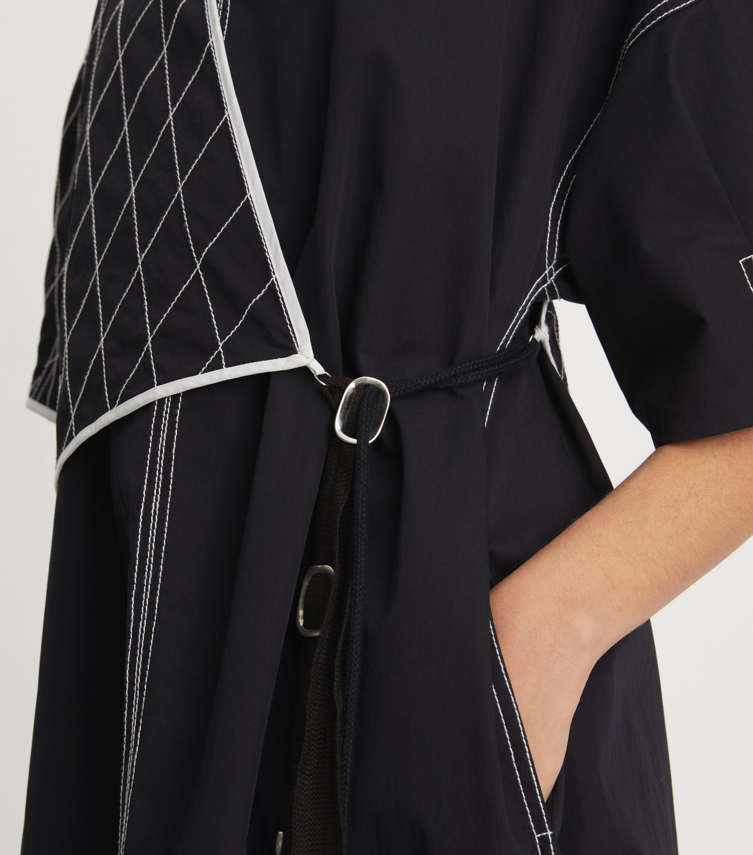 Diamond Topstitch Sailor Dress, Black | Tory Burch KSA