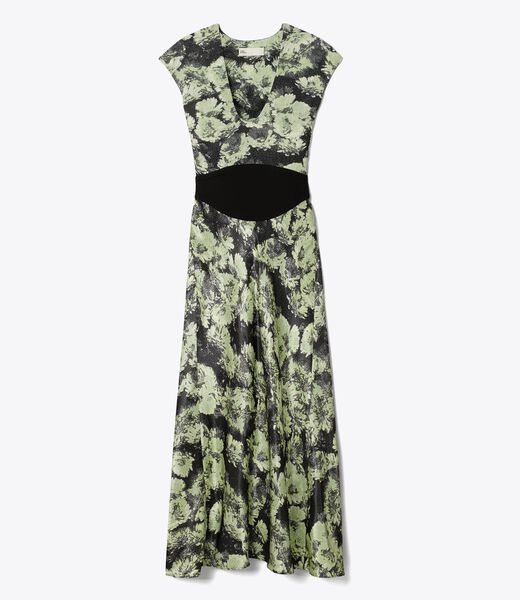 tory burch printed u neck viscose dress