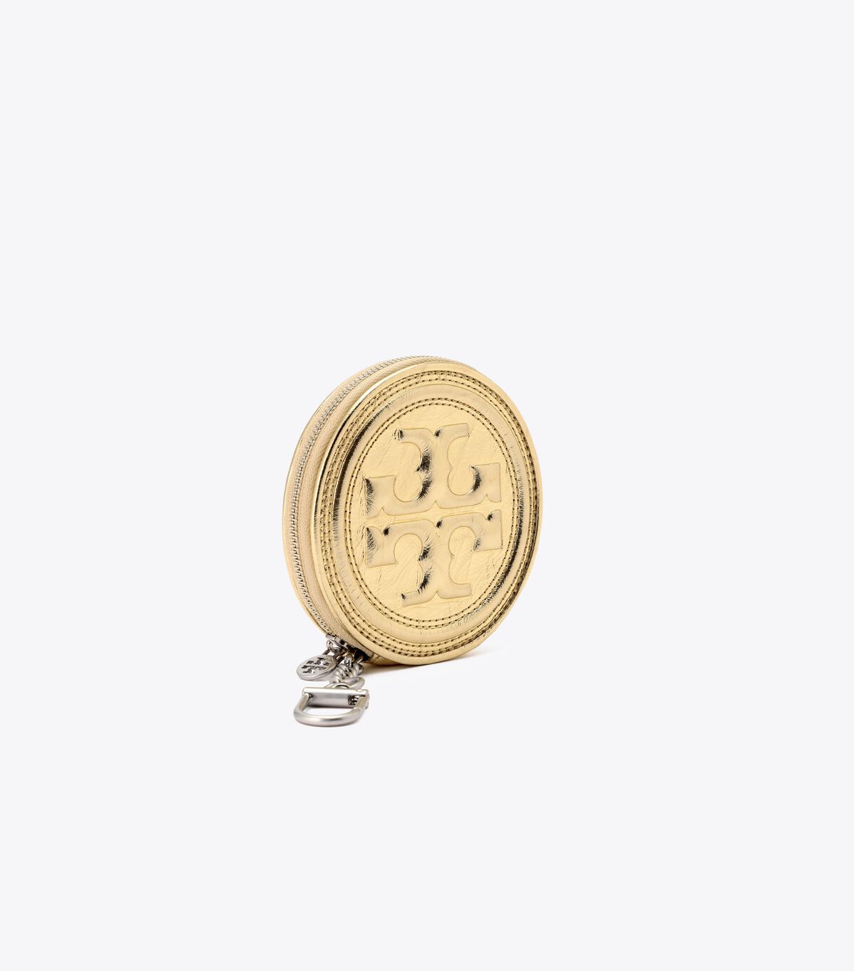 tory burch fleming soft metallic coin pouch key fob