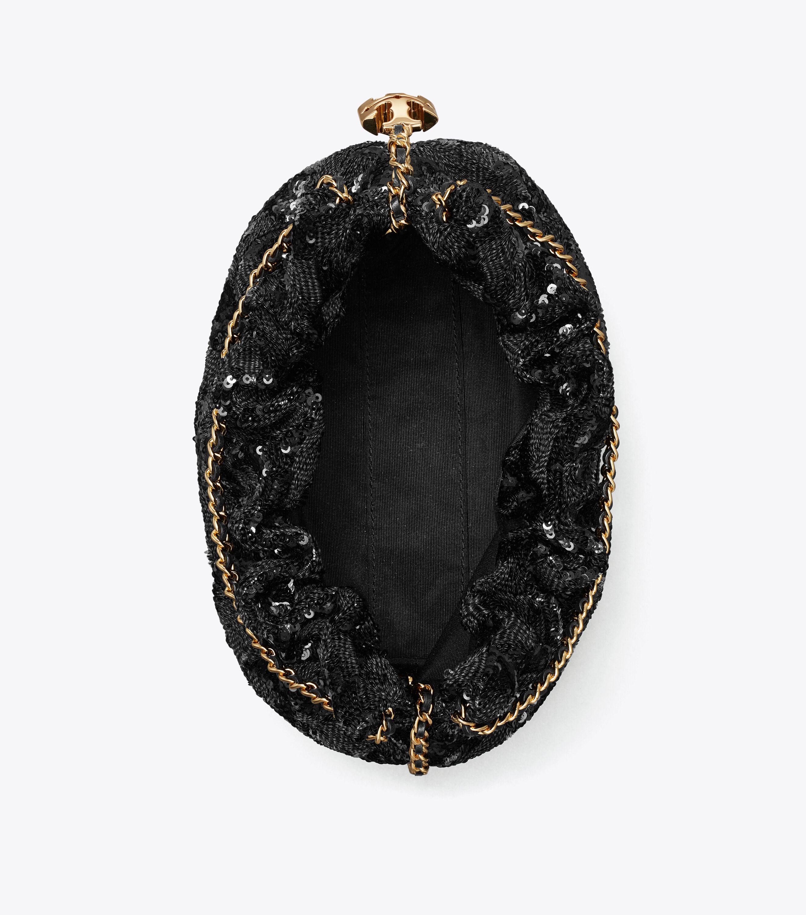 Mini Fleming Sequin Hobo Bag, Black | Tory Burch KSA
