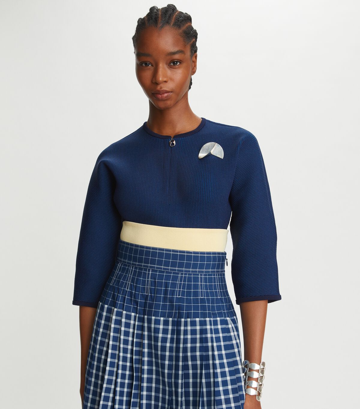 tory burch كارديجان مضفر مضلع بسحاب