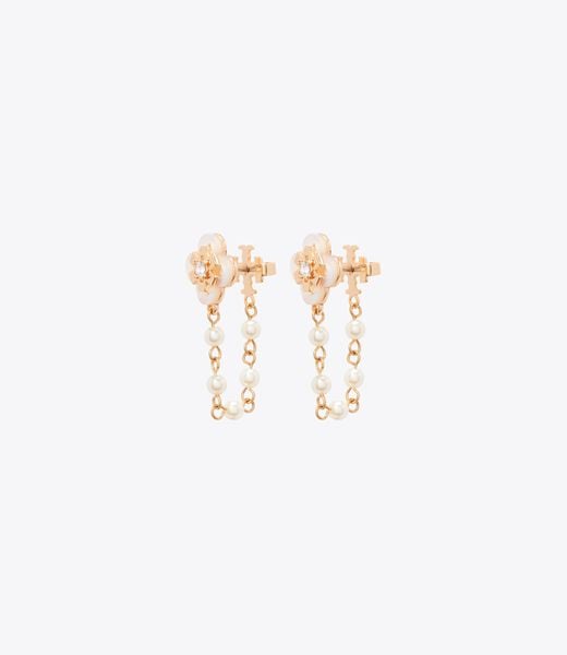 Forget Me Not Chain Pearl Earrings tory burch forget me not chain pearl earrings