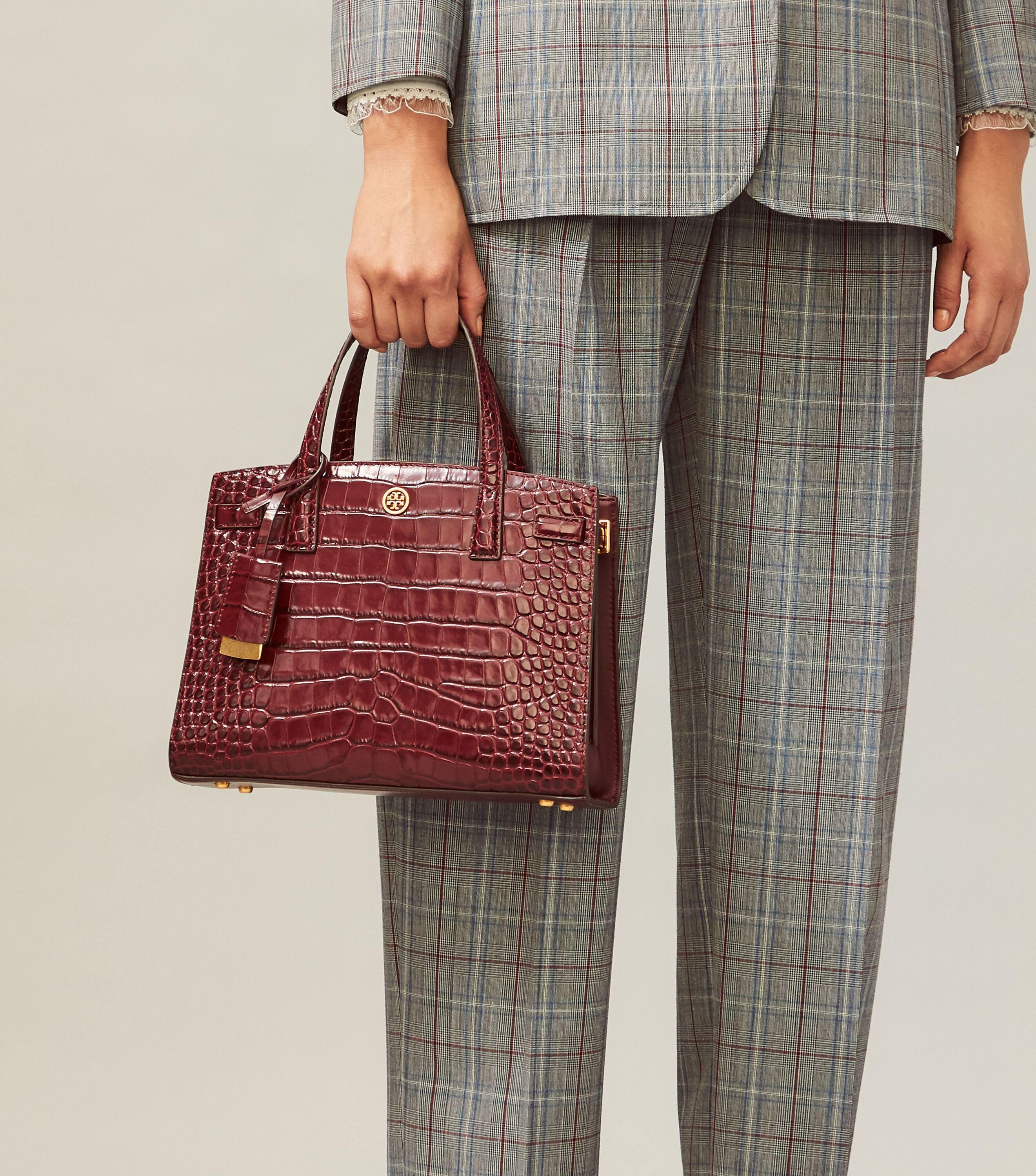 Tory burch embossed new arrivals satchel