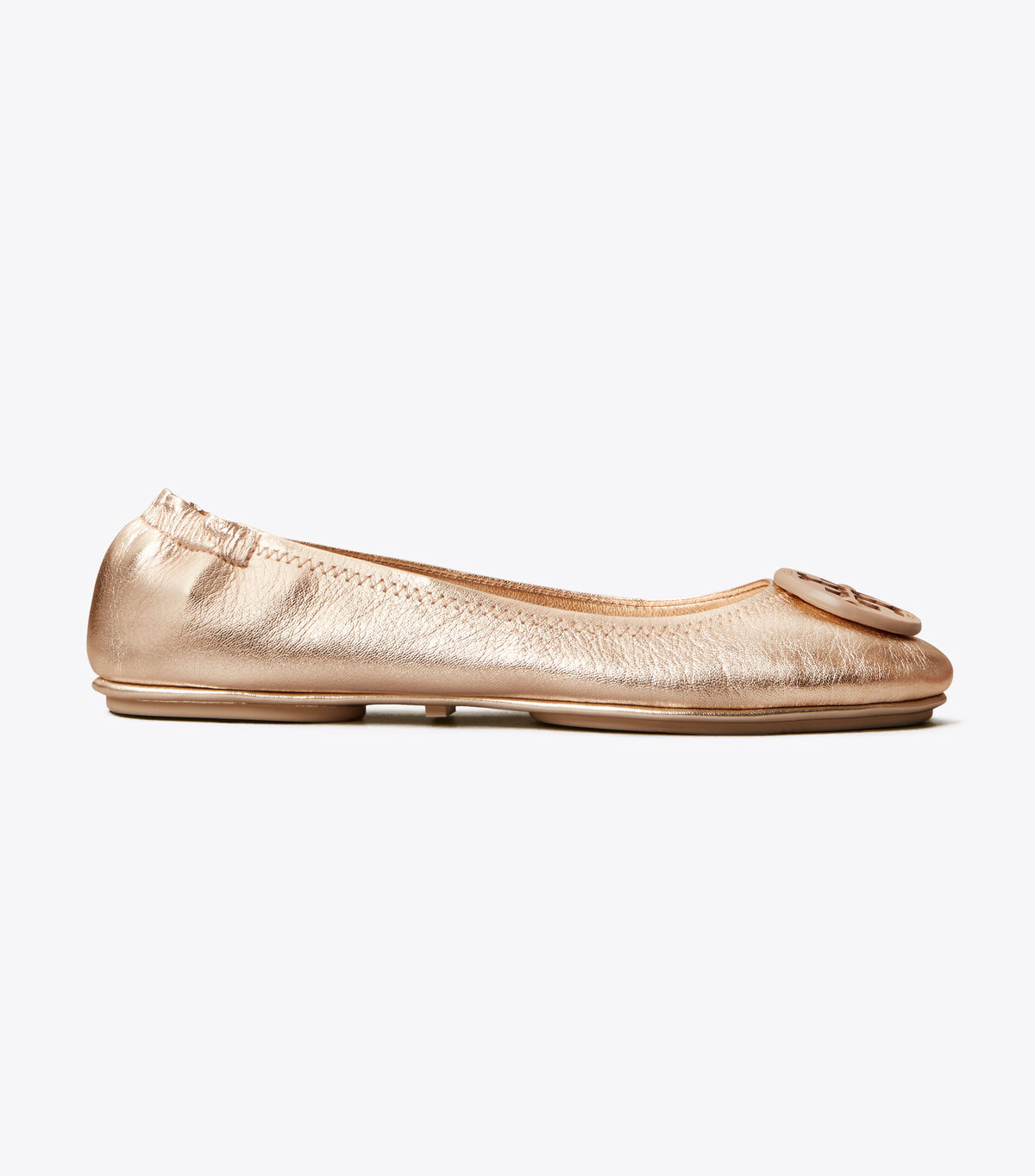 tory burch minnie travel ballet flat  metallic leather