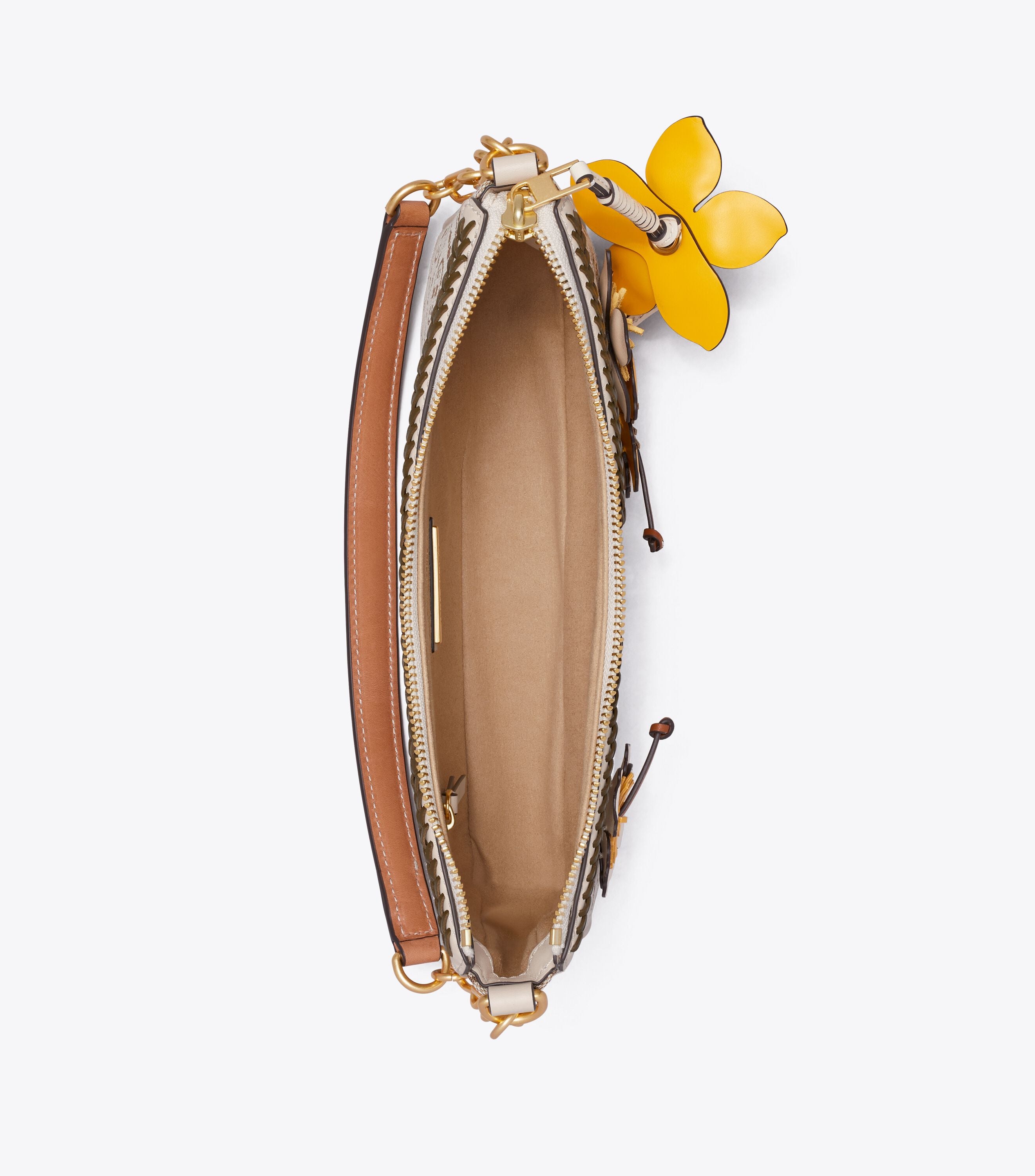 T Monogram Braided Studio Bag, Hazelnut | Tory Burch KSA