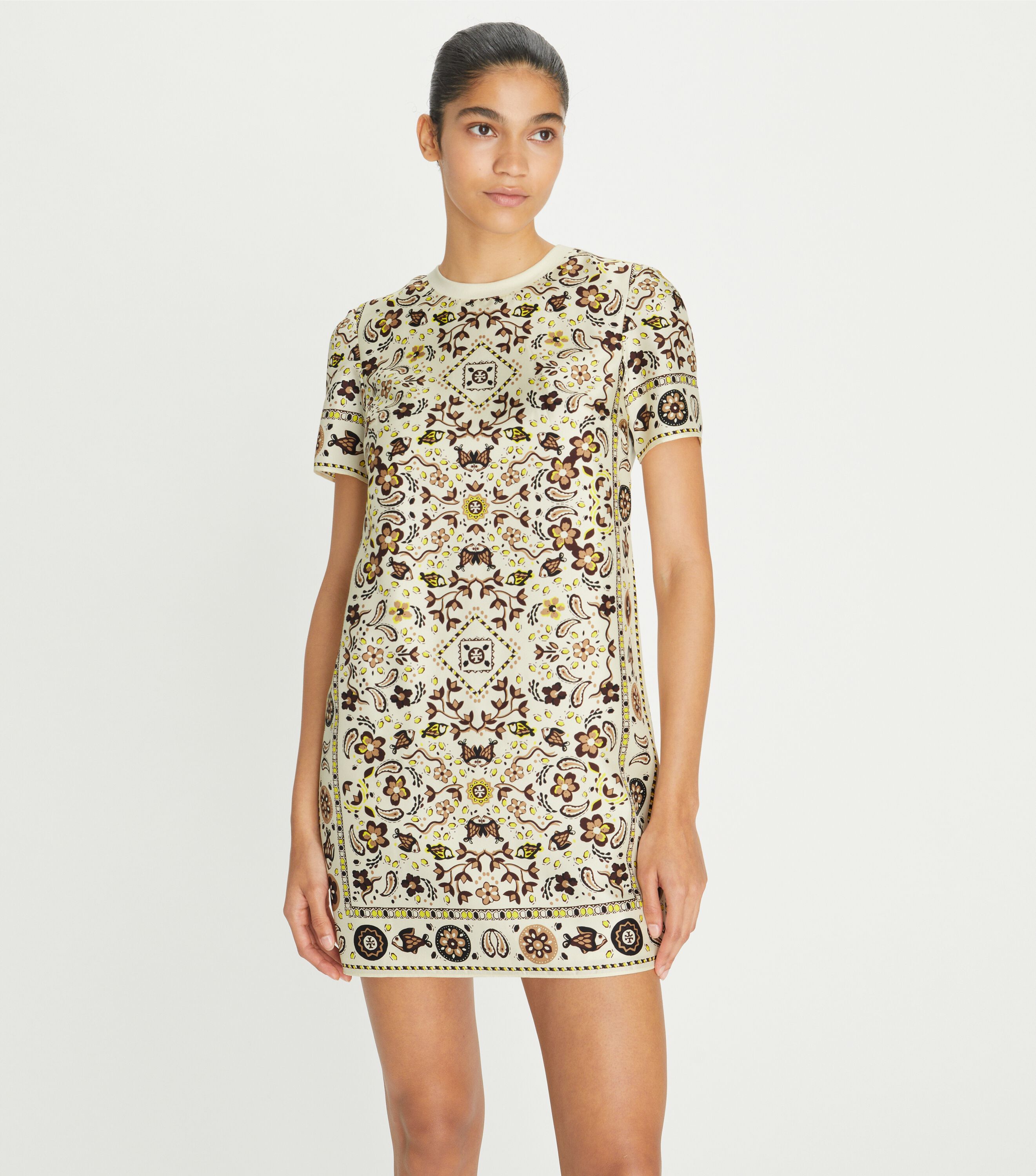 Silk front T shirt Dress