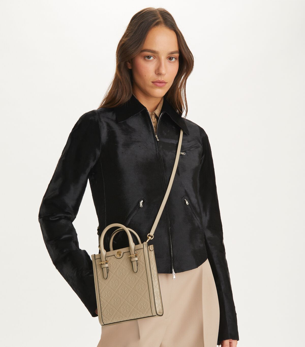 tory burch t monogram leather mini tote