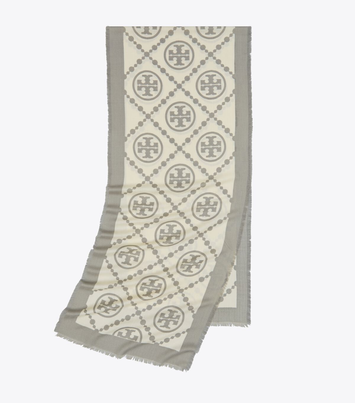 tory burch t monogram bordered oblong scarf
