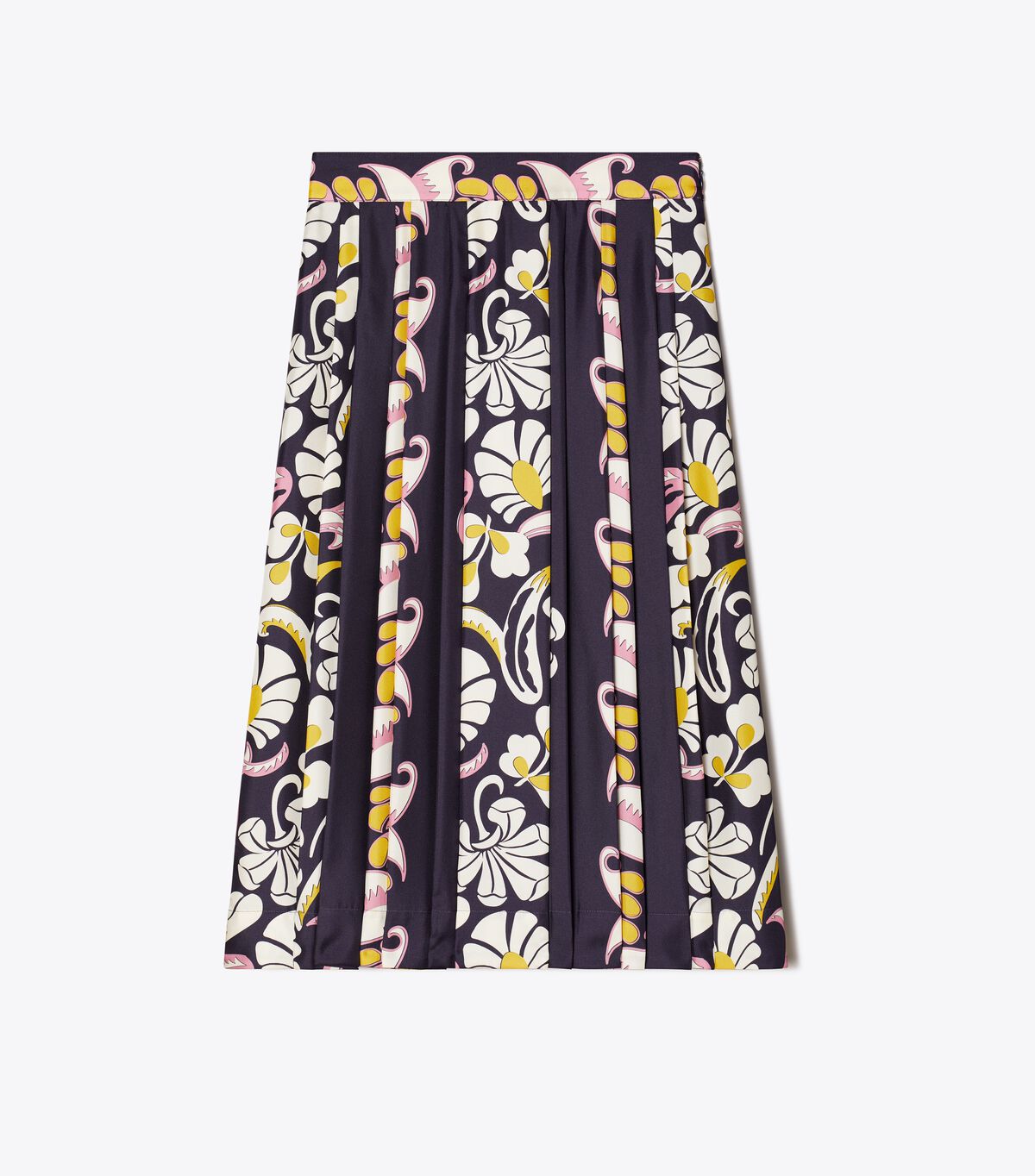 tory burch printed pleated silk skirt
