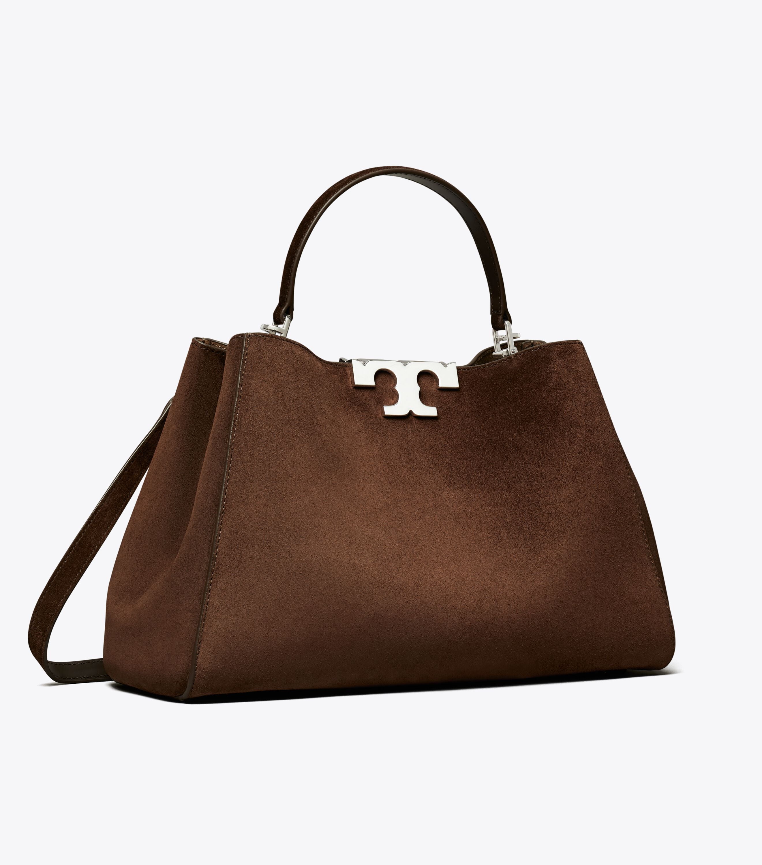 Eleanor Suede Satchel, Dark Cocoa | Tory Burch KSA