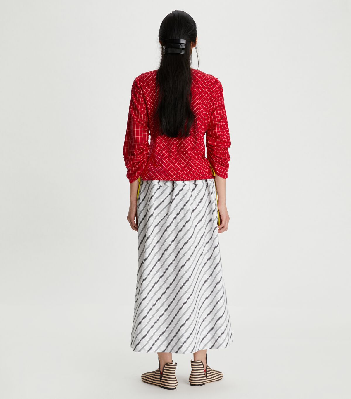 tory burch variegated stripe poplin skirt