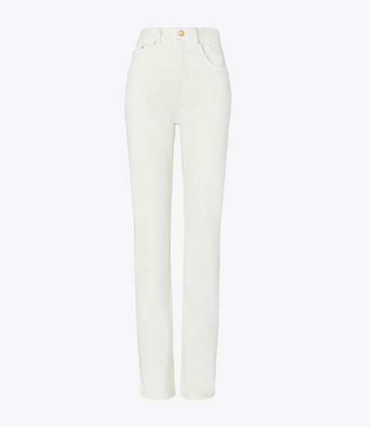 tory burch mid rise slim straight jean